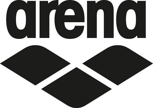 Logo z napisem \'arena\' oraz dwoma czarnymi kształtami przypominającymi diamenty poniżej.