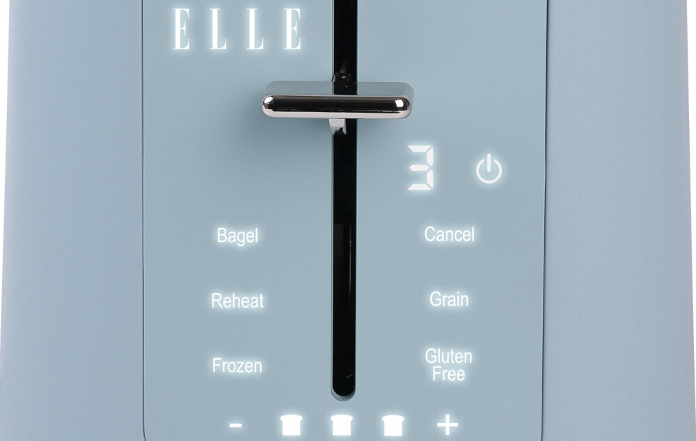 Toster ELLE EKTTP201BUEU Niebieski Pełna kontrola opiekania Czytelny wyświetlacz cyfrowy z licznikiem planowanie