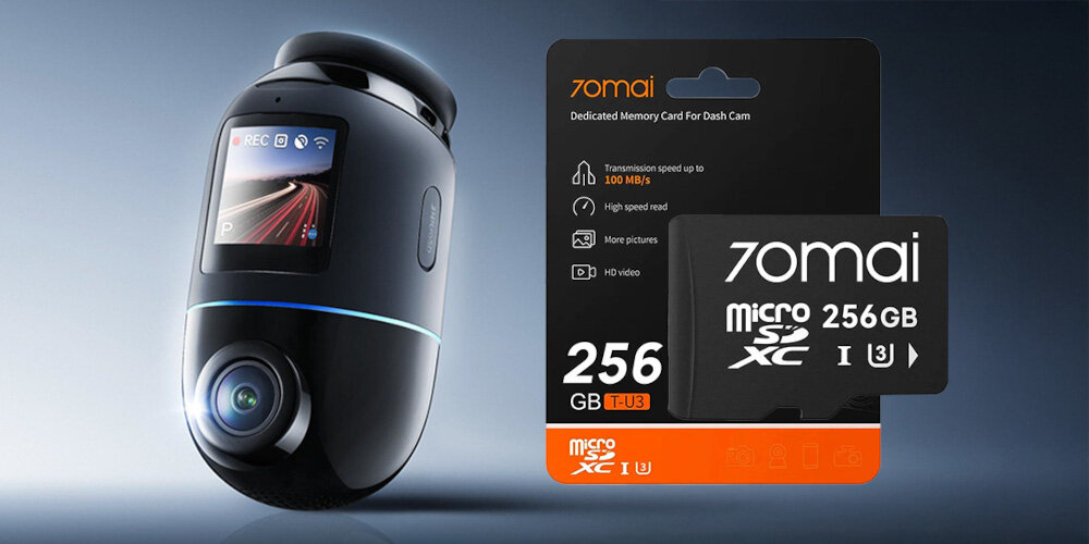 Wideorejestrator 70MAI X800 4K Omni Czarny + Karta 70MAI SD 256 GB - Wysoka jakość rejestracji, wideorejestrator z kartą microSD