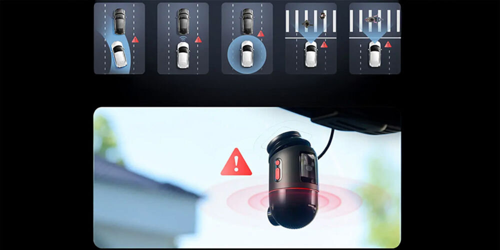 Wideorejestrator 70MAI X800 4K Omni Czarny + Karta 70MAI SD 256 GB - Poprawa bezpieczeństwa, Wideorejestrator zamocowany na szybie auta