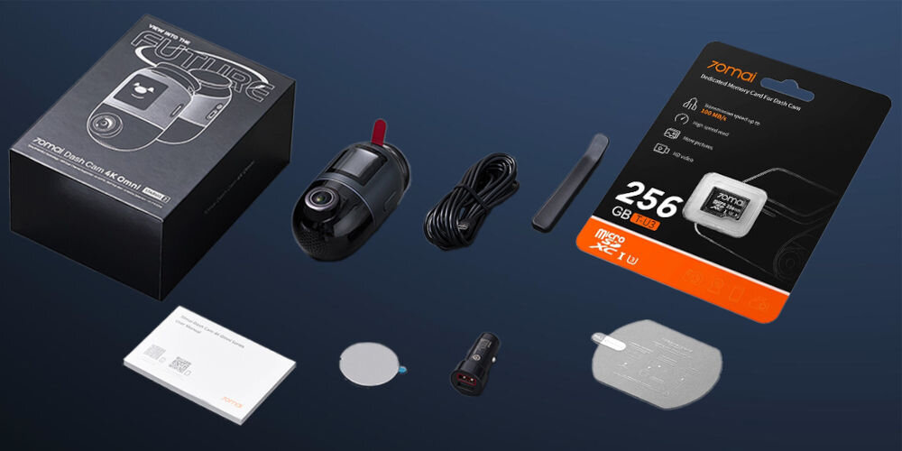 Wideorejestrator 70MAI X800 4K Omni Czarny + Karta 70MAI SD 256 GB - zestaw