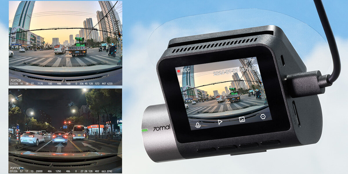 Wideorejestrator 70MAI Dash Cam A510 kamera wewnętrzna tylna obraz z 2 kamer