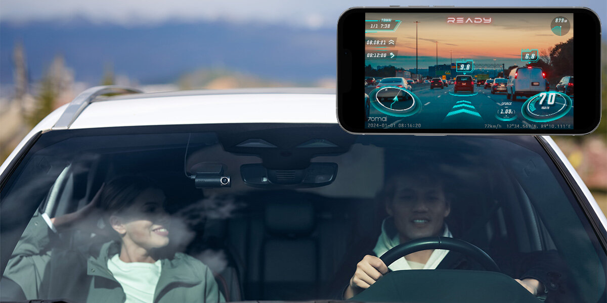 Wideorejestrator 70MAI Dash Cam A510 efekty dane nakładka aplikacja