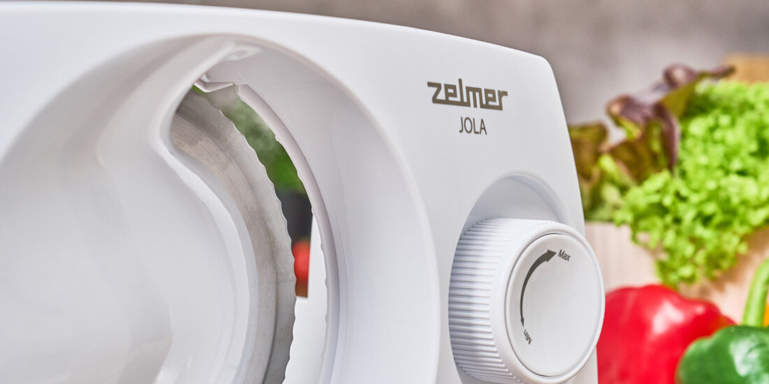 Krajalnica ZELMER ZFS1016 Jola Wyjmowane ostrze ząbkowane średnica precyzja jakość cięcia miękkie twarde produkty czyszczenie