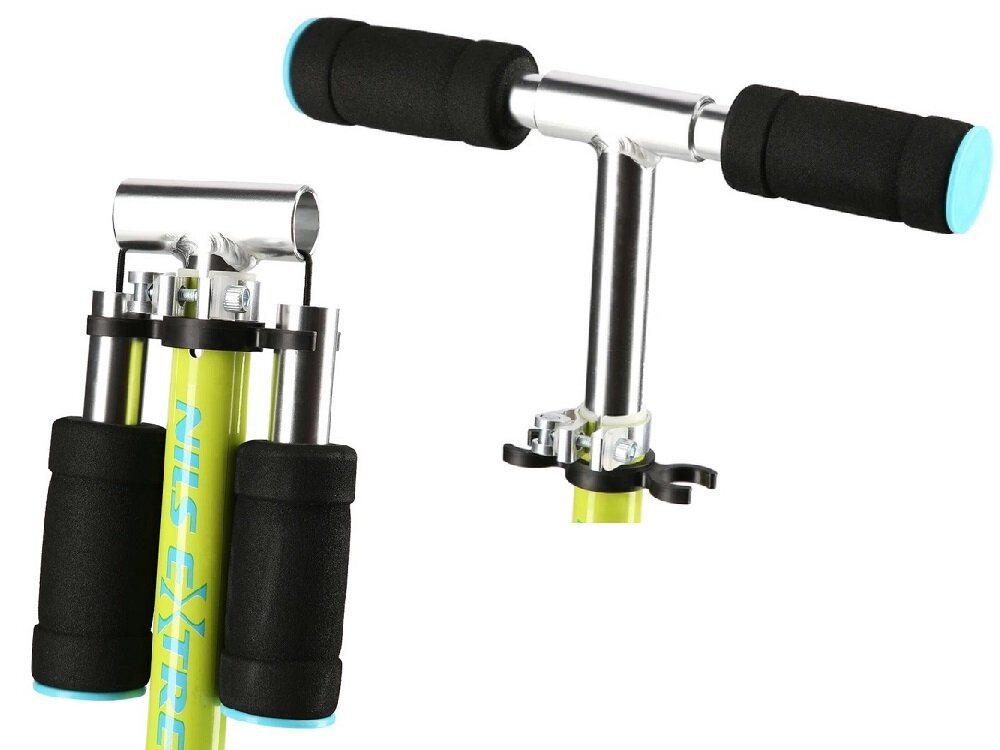 Hulajnoga dla dzieci NILS EXTREME HL776 Czarny kierownica z antyposlizgowymi uchwytami miekki material regulowana wysokosc do 72 cm skladane uchwyty