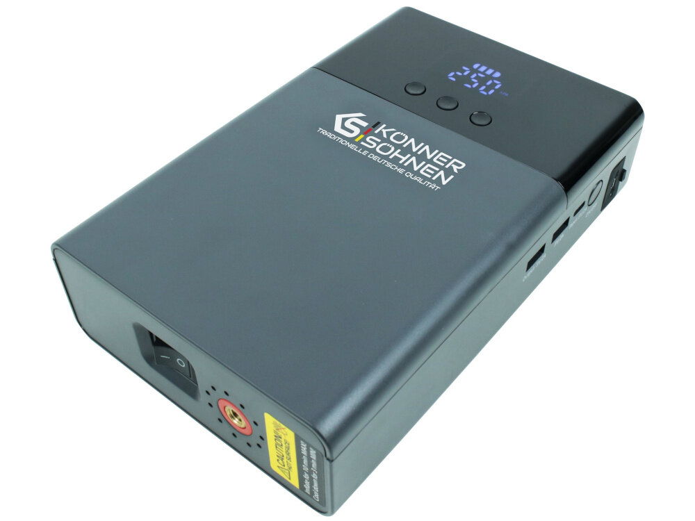 Urządzenie rozruchowe KONNER & SOHNEN JSP-1200 zaawansowany system ochrony pelne bezpieczenstwo uzytkowania zabezpieczenia przed nadmiernym rozladowaniem odwrotna polaryzacja przeciazeniem przegrzaniem przeladowaniem przepieciem trwalosc gotowosc do pracy