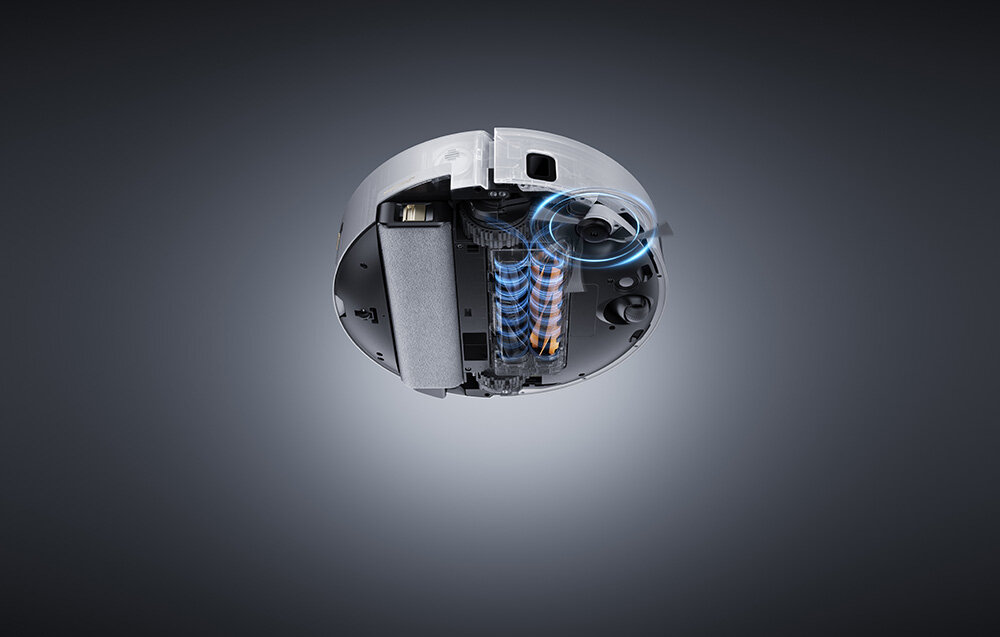 Robot sprzątający DREAME Aqua 10 Ultra Track Complete Biały dla splątanych włosów System HyperStream™ Detangling DuoBrush szczotkę z miękkiej gumy TPU szczotkę z delikatnym włosiem do 50 cm Wysuwana szczotka boczna SideReach™ wzdłuż ścian i do narożników