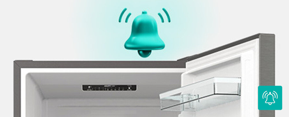 LODÓWKA GORENJE NRC620BSXL4 lifestyle wizualizacja ikona dzwonek Alarm otwartych drzwi dźwięk informacja