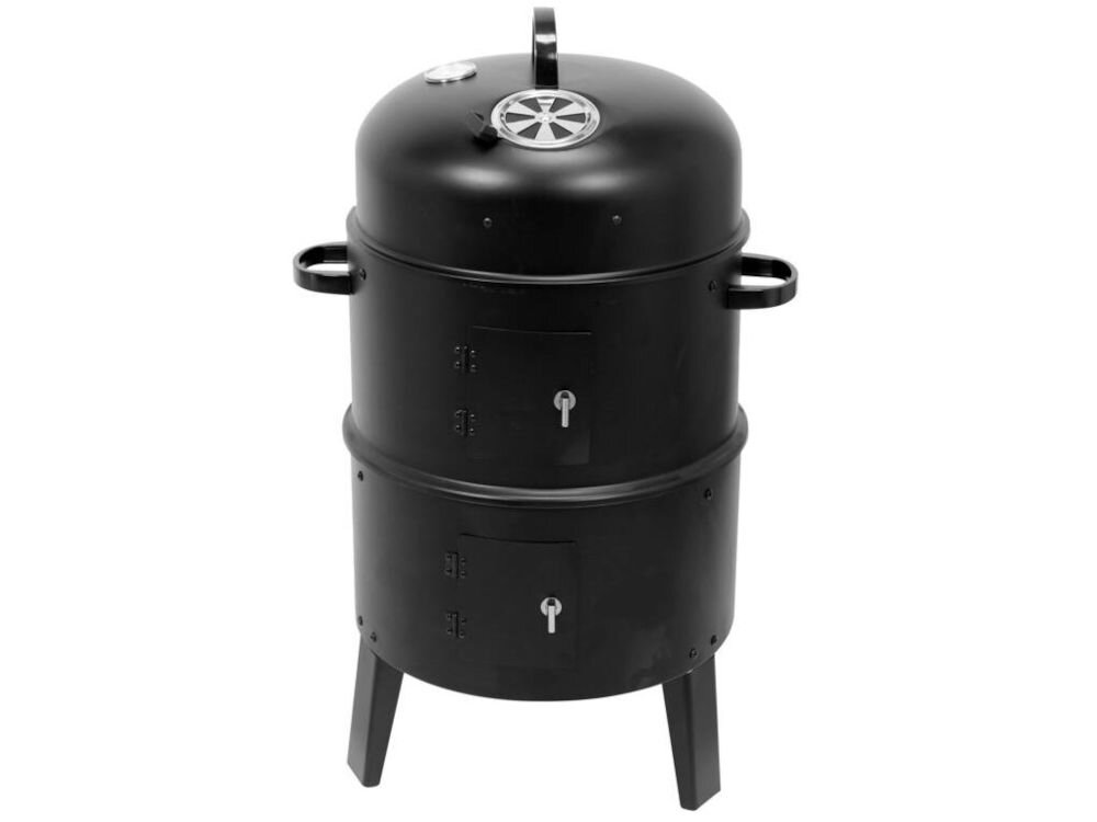 Wędzarnia LUND 99920 z termometrem 42 x 51 x 80 cm Czarny, termometr, wędlinym konstrukcja, para, na białym tle grill pionowo frontem na wprost