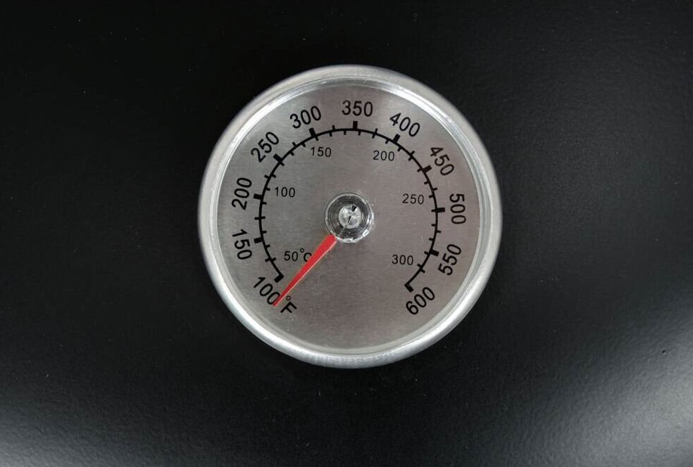 Wędzarnia LUND 99920 z termometrem 42 x 51 x 80 cm Czarny, monitorowanie, otwieranie, zimne, ciepło, stabilne, zbliżenie na termometr grilla