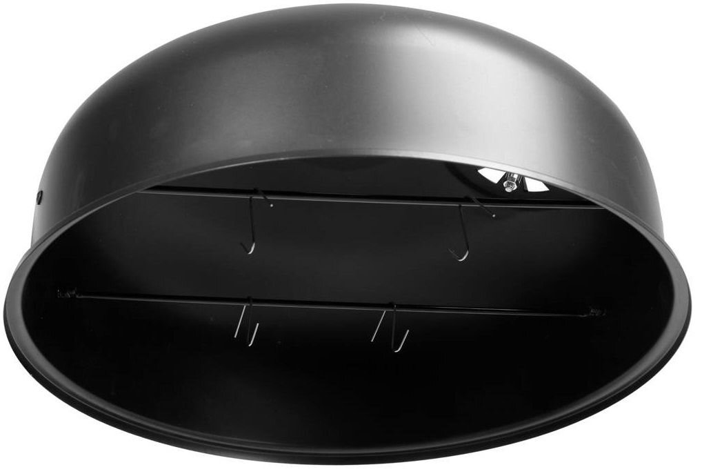 Wędzarnia LUND 99920 z termometrem 42 x 51 x 80 cm Czarny, wędzenie, obciążenie, drzwiczki, dostęp, na białym tle pokrywa wyposażona w haki do wędzenia