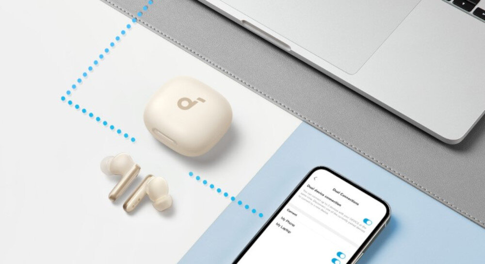 Słuchawki dokanałowe SOUNDCORE P40i ANC Bluetooth 5.3 Multipoint Connection stabilne połączenie, laptop, smartfon , słuchawki dokanałowe z etui ładującym