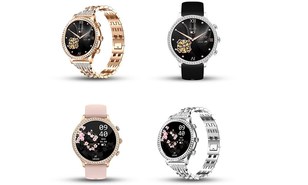 SMARTWATCH MANTA DIAMOND LUSSO ekran bateria czujniki zdrowie sport pasek ładowanie pojemność rozdzielczość łączność sterowanie krew puls rozmowy smartfon aplikacja