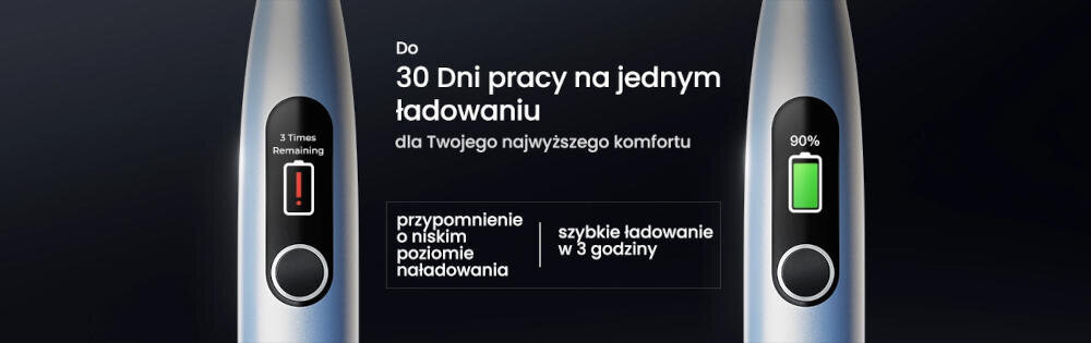 Szczoteczka soniczna OCLEAN X Pro Digital Srebrny czas Wygodne ładowanie użytkowanie poziom naładowania baterii