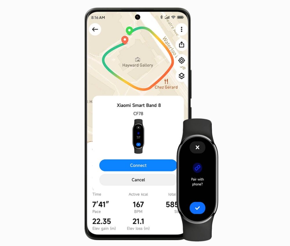 Smartband XIAOMI Mi Band 8   ekran bateria czujniki zdrowie sport pasek ładowanie pojemność rozdzielczość łączność sterowanie krew puls rozmowy smartfon aplikacja 