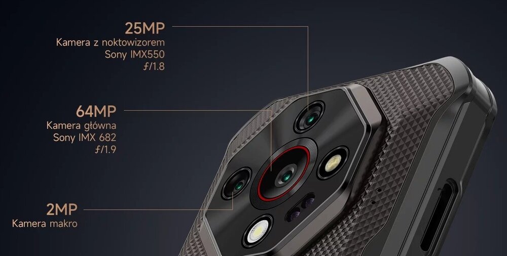 Smartfon ULEFONE Armor X16 Pro aparat 64 MP Sony IMX682 zdjęcia szczegółowe