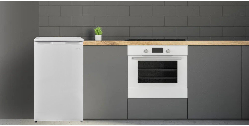 LODÓWKA SHARP SJ-UE121T0W-EU pojemność 90 l Komora niskich temperatur Szuflada świeżości warzywa owoce świeżość Sterowanie mechaniczne regulacja pokrętło