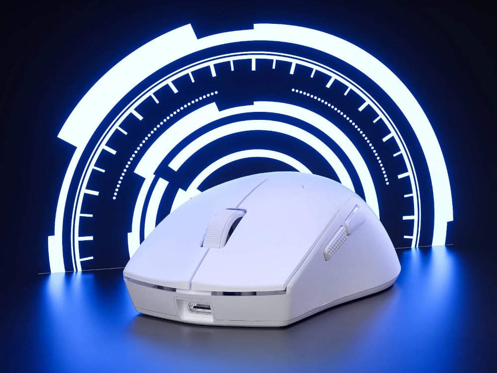 REDRAGON K1NG Pro Max mysz na niebiesko ciemnym tle z swiatlem z tylu