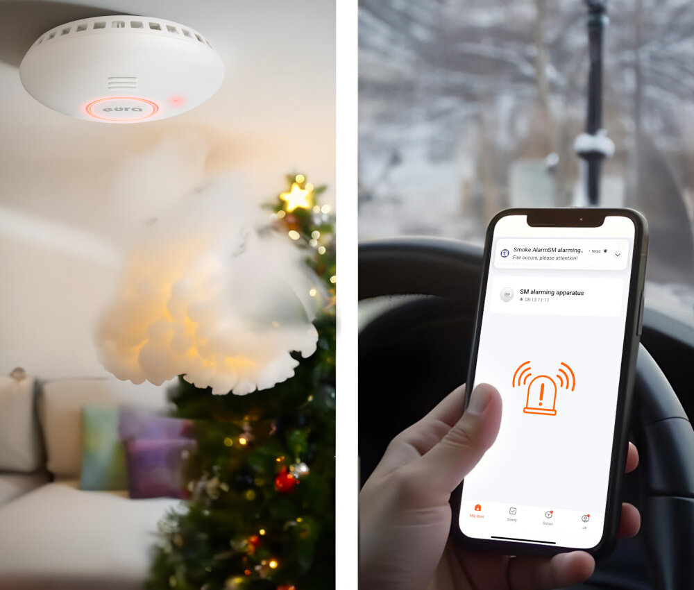 Czujnik dymu SD-72A2-TY aplikacja Tuya Smart powiadomienia o zagrozeniu dostosowanie ustawien intuicyjny interfejs na systemy Android i iOS