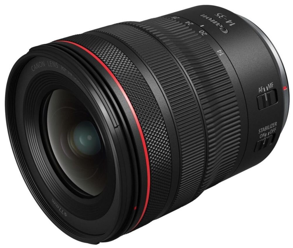 Obiektyw CANON RF 14-35mm F4 L IS USM   ogniskowa przysłona ostrość pierścienie optyka soczewki powłoki montaż bagnet światło jasność zoom filtry waga