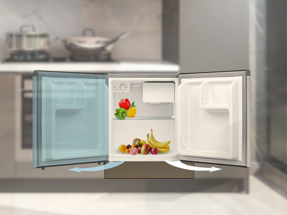 Lodówka MPM-46-CJ-05 50cm Srebrna zmiana stron otwierania drzwi lewo/prawo