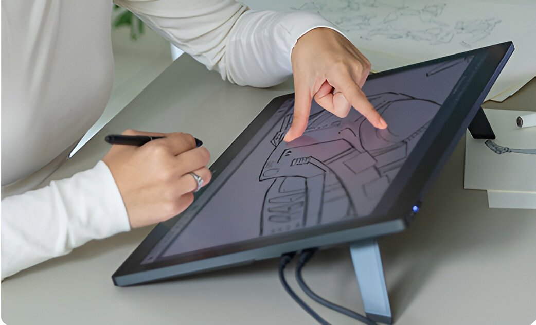 Tablet graficzny 18.4 HUION Kamvas Pro 19 4K 16384 poziomy nacisku siła aktywacji 2 g rozpoznawanie pochylenia w zakresie ±60° wysokość rozpoznawania pióra do 10 mm dokładność ±0,3 mm w środku i ±1 mm w narożnikach rozdzielczość 5080 LPI