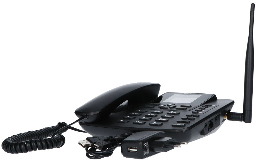 Telefon MAXCOM MM41D Czarny wbudowana bateria Li-Ion pojemność 1000 mAh zasilacz kabel USB A USB Mini B