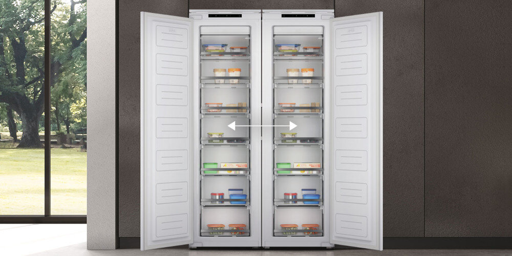 ZAMRAŻARKA HAIER HAUN518EW Zmienny kierunek otwierania drzwi Zmienny kierunek otwierania drzwi lewo prawo dopasowanie do wnętrza