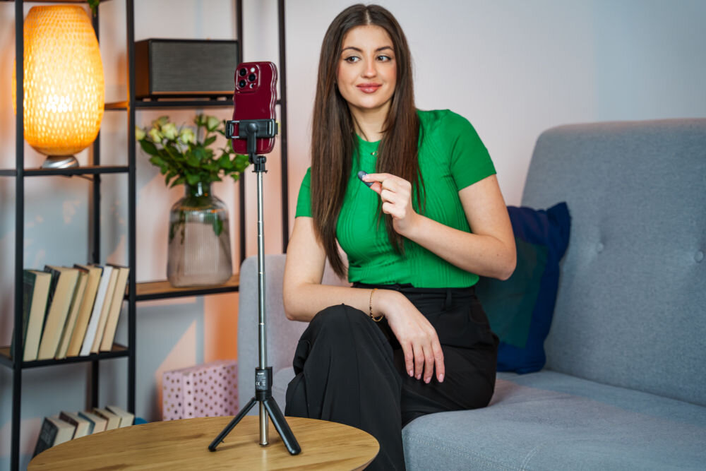 Uchwyt selfie XLINE BSF306K Bluetooth Czarny wyglad front tryb poziomy pionowy