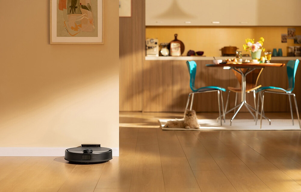 Robot sprzątający ROBOROCK Q10 VF Czarny wygląd design tło prezentacja wizualizacja Twoje podłogi, jego zadanie