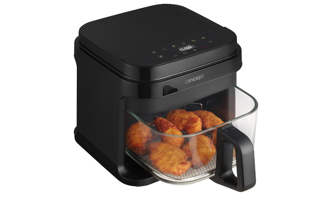 Frytkownica beztłuszczowa GLASS AND FAST Concept FR5500 5,5 l Bezpieczna obsługa bezpiecznik antypoślizgowe nóżki komfort bezpieczeństwo użytkowanie