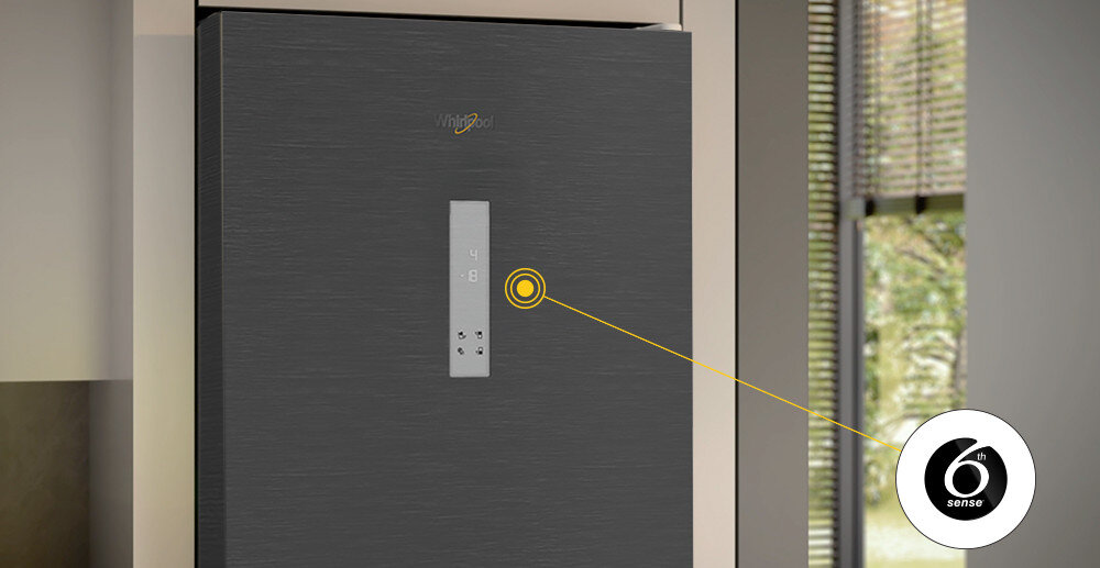 LODÓWKA WHIRLPOOL WHK26363XBR5E wizualizacja front zamknięty punkt 6 Zmysł dostosowanie temperatury monitorowanie oszczędność świeżość na dłużej