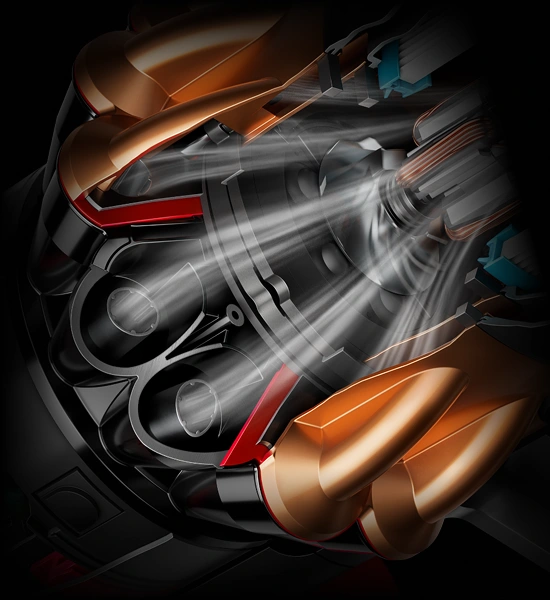 Zdjęcie przekroju systemu oddzielania Dynamic Cyclones