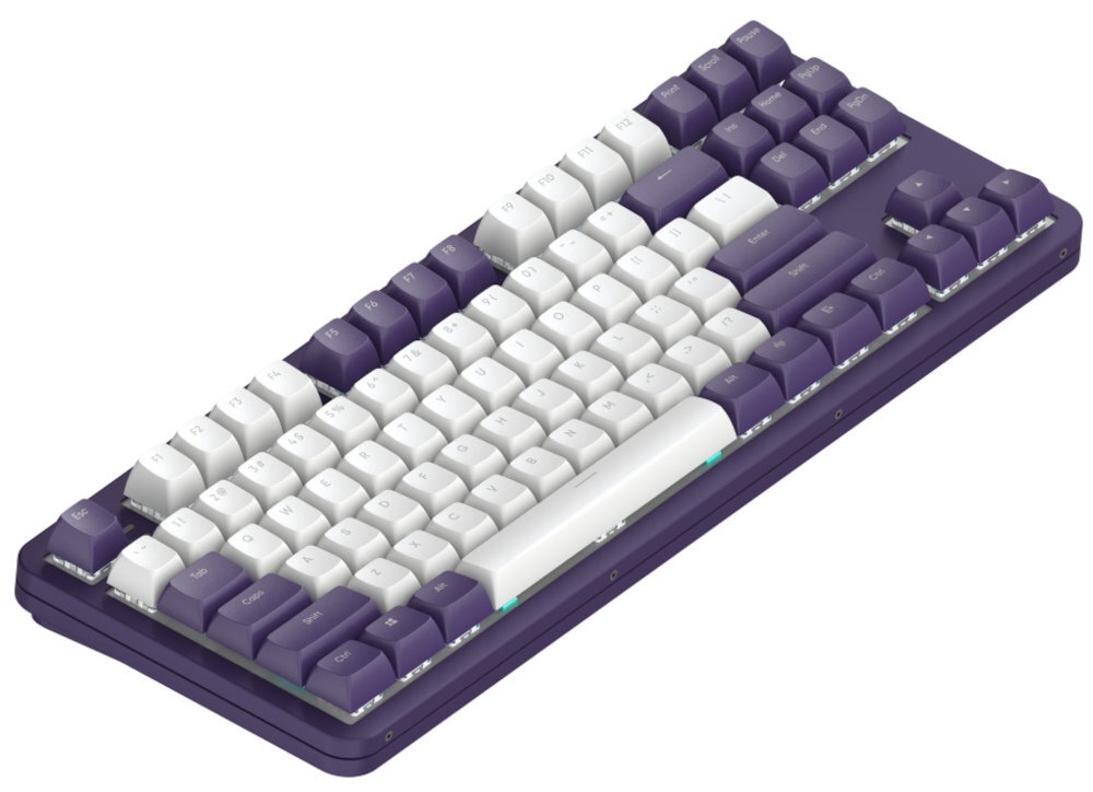 DARK PROJECT Alu Violet mechaniczne przełączniki G3Ms Sapphire precyzji i szybkiego działania pisanie - klawiatura od boku na białym tle