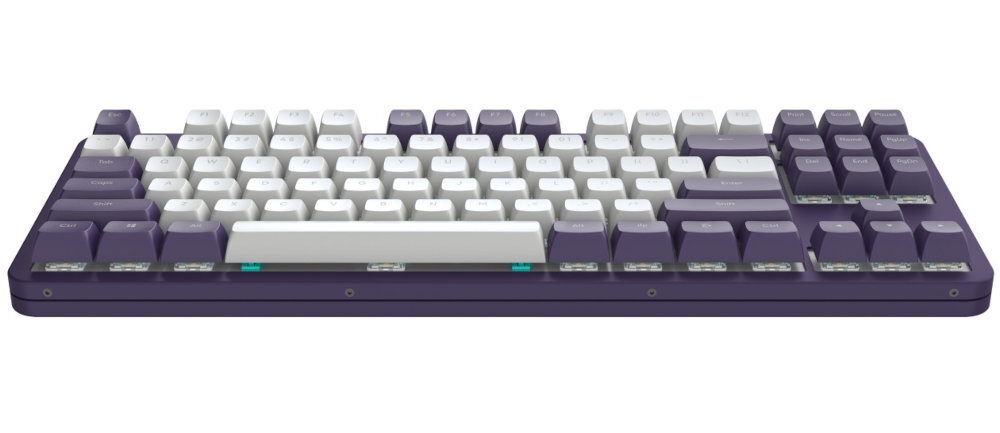 DARK PROJECT Alu Violet Anti-Ghosting oraz N-Key Rollover skomplikowanych kombinacji klawiszy i makr - klawiatura od przodu na białym tle
