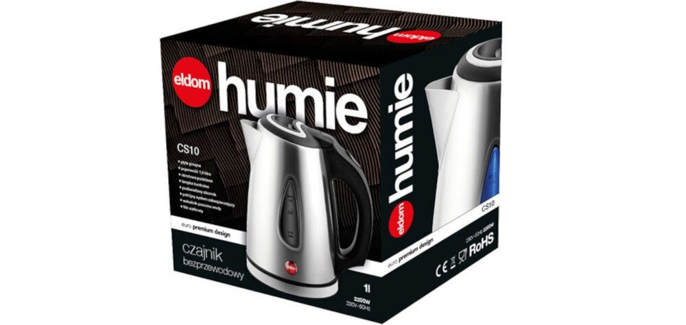 Czajnik ELDOM Humie CS10 komfortowe uzytkowanie pojemnosc obrotowa podstawa uchwyt moc lampka kontrolna wyposazenie