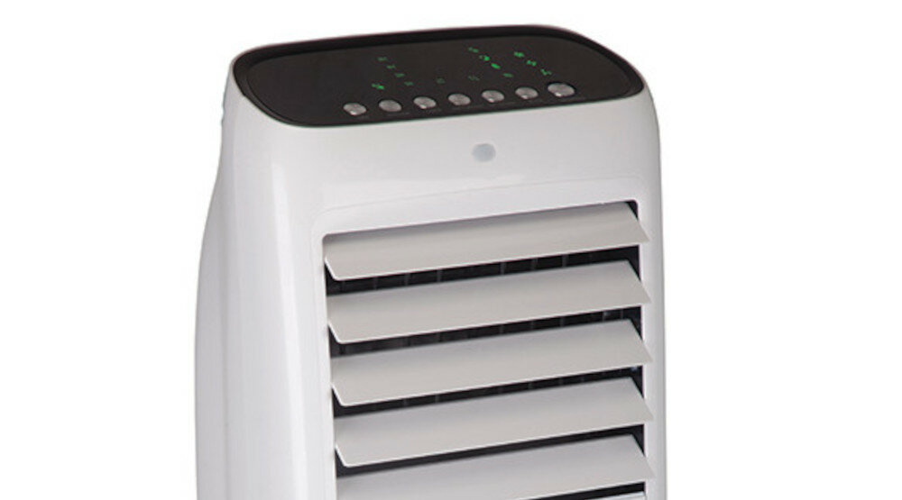 Klimator HB Air Cooler AC1110DWRC sterowanie mechanicznie czytelny panel sterowania wyświetlacza LED aktywne funkcje urządzenia timerowi sterowanie czasem pracy klimatora ewaporacyjnego czas automatyczne wyłącznie