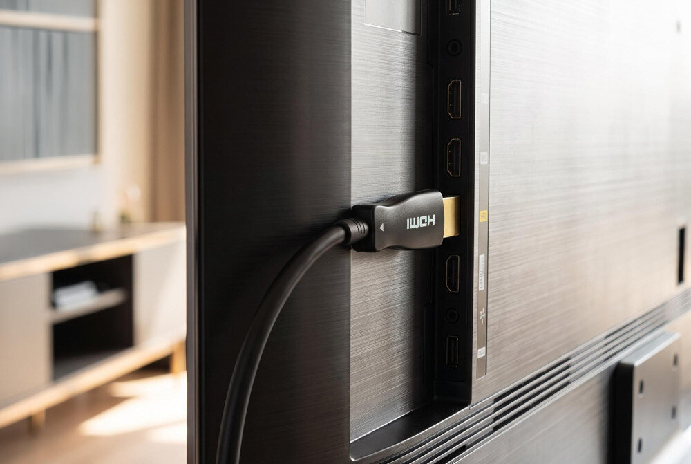 Kabel optyczny HDMI - HDMI GOLDENLINE 10 m,  telewizor kabel podłączony do telewizora optyczna konstrukcja, długi przewód do telewizora i urządzeń HDMI