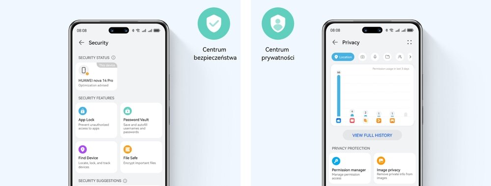 HUAWEI nova 14 Pro EMUI 15 ochrona prywatności personalizacja
