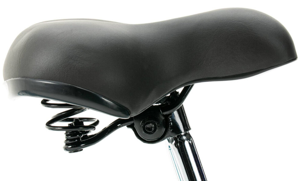 Rower miejski INDIANA Moena S7B 28 cali damski Morski zbliżenie na siodełko białe tło siodełko osadzone na sprężynach wygodne i ergonomiczne minimalizuje nacisk szerokie i grubo wyściełane