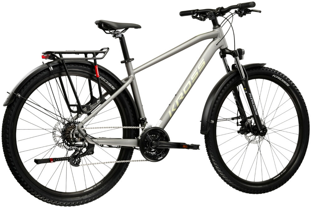 Rower górski MTB KROSS XPRT SUV M20 29 cali męski Srebrno-szampański rower na białym tle widoczny od tyłu pod skosem widok z góry 20-calowa, aluminiowa rama zwinny lekki waga roweru 15 kg łatwo go podnieść odporność na korozję odpowiednia sztywność wybór rozmiaru ramy Twój wzrost mierzony w zrelaksowanej pozycji typ roweru dla osób o wzroście od 178 do 184 cm