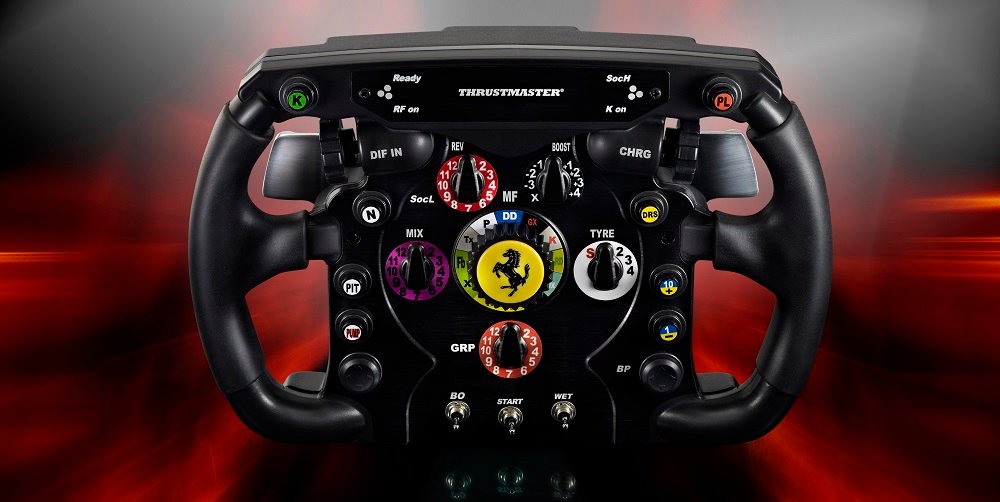 Kierownica THRUSTMASTER Ferrari F1 ADD-ON (PCPS3PS4XONE) widok 5 czerwone tło front