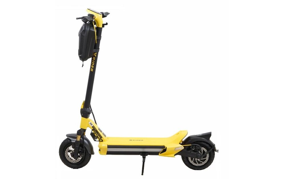 Hulajnoga elektryczna XRIDER MX10 MAX Żółty szeroki poklada zaawansowana mata antyposlizgowa estetyczny wyglad bezpieczenstwo doskonala przyczepnosc