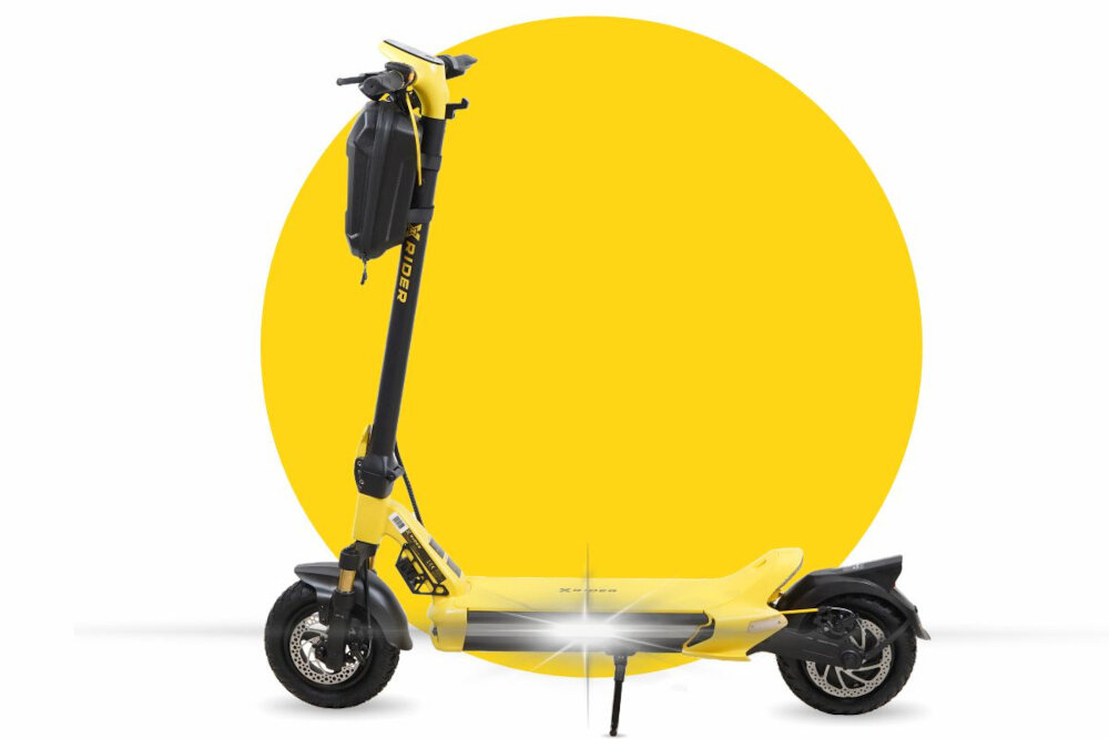 Hulajnoga elektryczna XRIDER MX10 MAX Żółty przednie i tylne swiatlo ledowe podswietlenie podestu