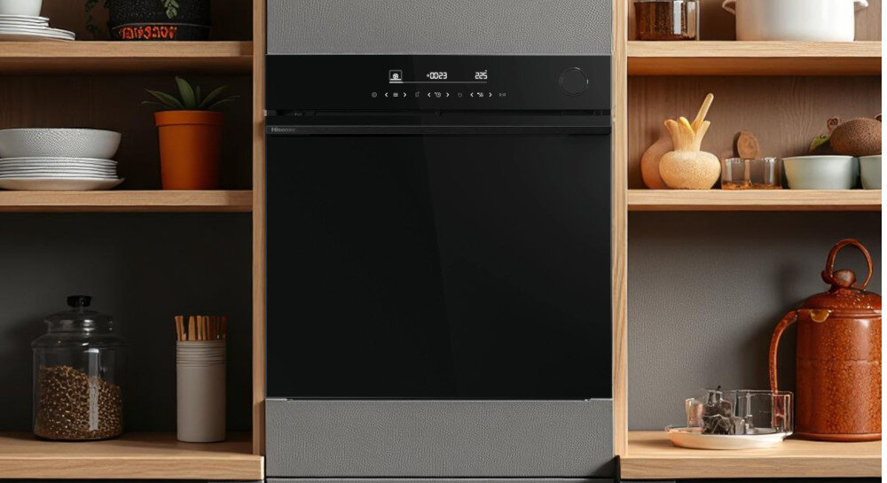 PIEKARNIK HISENSE BSA6633PBG8 wizualizacja lifestyle front zamknięty panel pokrętła wyświetlacz kolor czarny ciemna zabudowa Do kulinarnych wyzwań