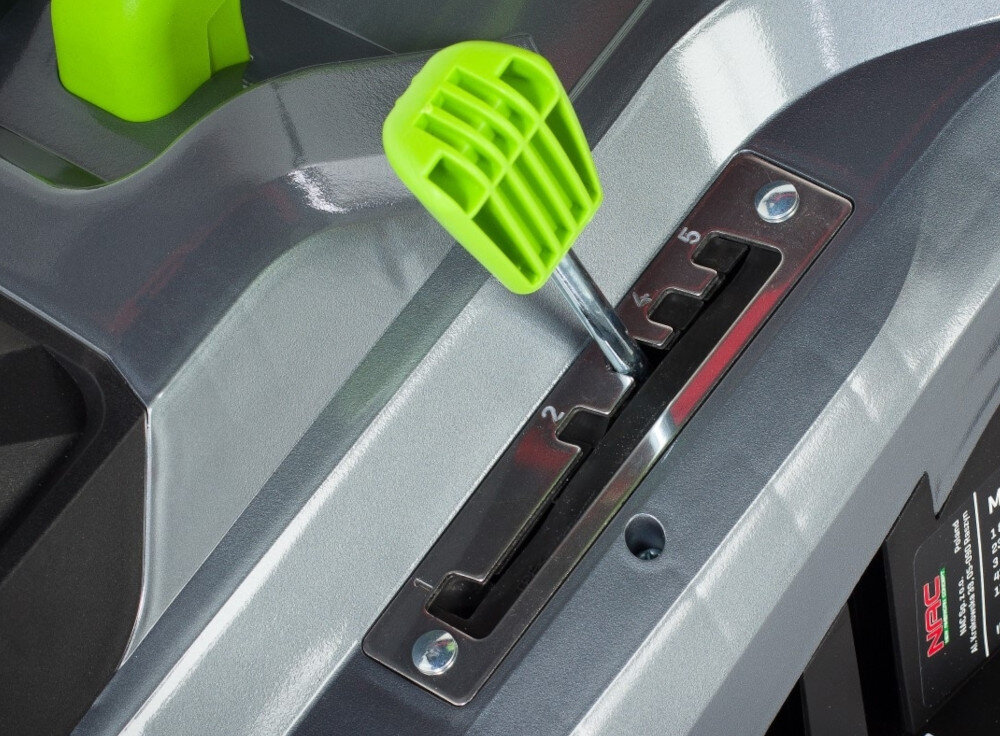 Kosiarka elektryczna NAC MEX43-E18-P 1800W szerokosc koszenia regulacja w zakresie od 30 do 75 mm centralna regulacja koszenia 5-stopniowa skala