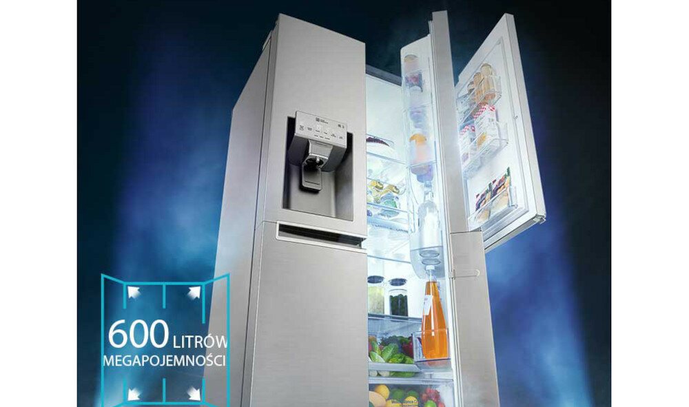 Lodówka LG GSL761SWYV Side by side Kostkarka 600 litrów przechowywanie dużo miejsca pojemność