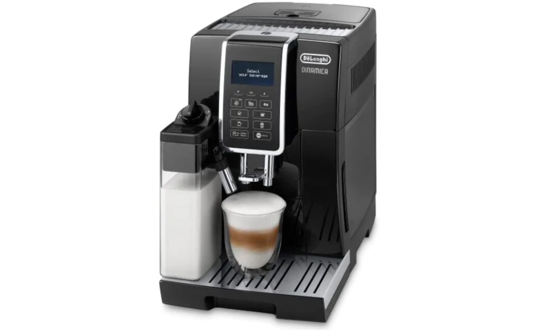 Ekspres DELONGHI Dinamica ECAM 353.75.B 4 napoje na wyswietlaczu wyswietlacz LED aromat smak kawa temperatura wyglad design