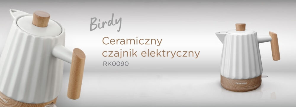 Czajnik elektryczny ceramiczny  1,5 l, biały 1,5 l RK0090 do każdej kuchni 