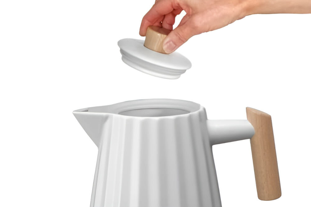 Czajnik elektryczny ceramiczny  1,5 l, biały 1,5 l RK0090  maksymalna wygoda użytkowania trwałość zdejmowana pokrywka ułatwienie napełniania wody dokładne czyszczenie wnętrza wysoka jakość uszczelki poprawa efektywności grzania 